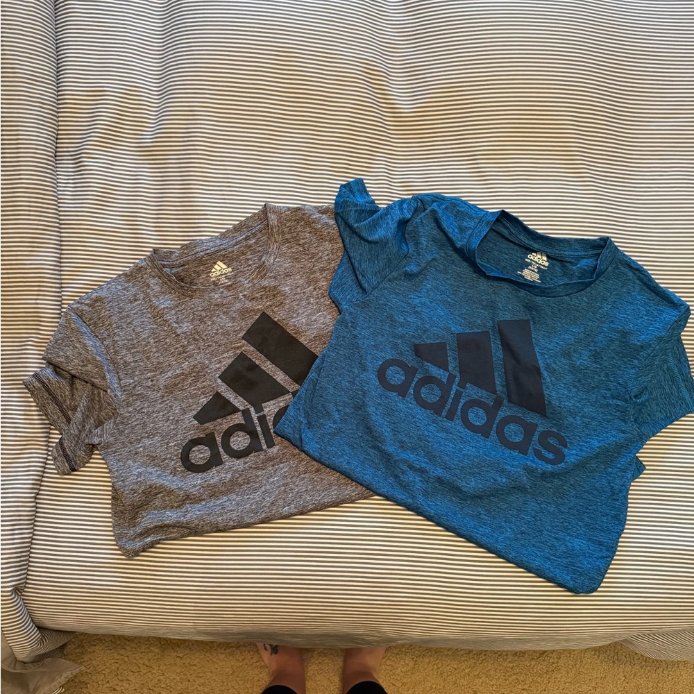 Adidas Gray and Blue Short Sleeve Tees